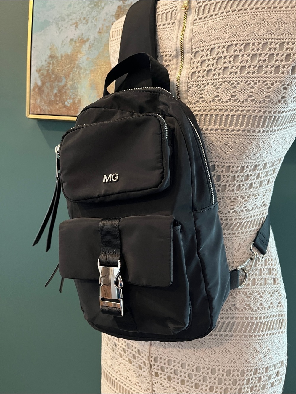 Madden Girl Adjustable Nylon Sling Backpack - Picture 2 of 11